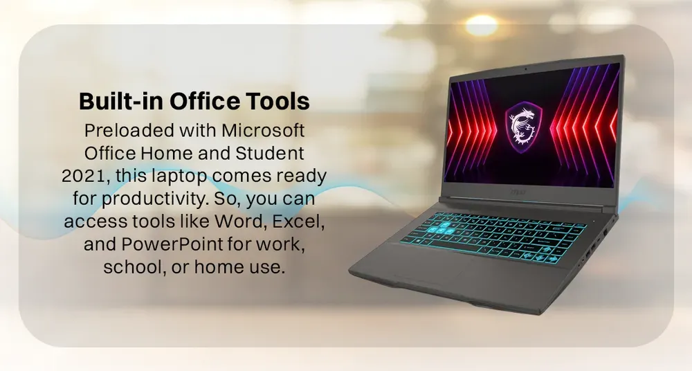 MSI Thin A15 B7UC-611IN AMD Ryzen 5 Gaming Laptop (16GB, 1TB SSD, Windows 11 Home, 4GB Graphics, 15.6 inch 144 Hz Full HD Display, NVIDIA GeForce RTX 3050, MS Office Home 2021, Cosmos Gray, 1.86 KG) overview 3