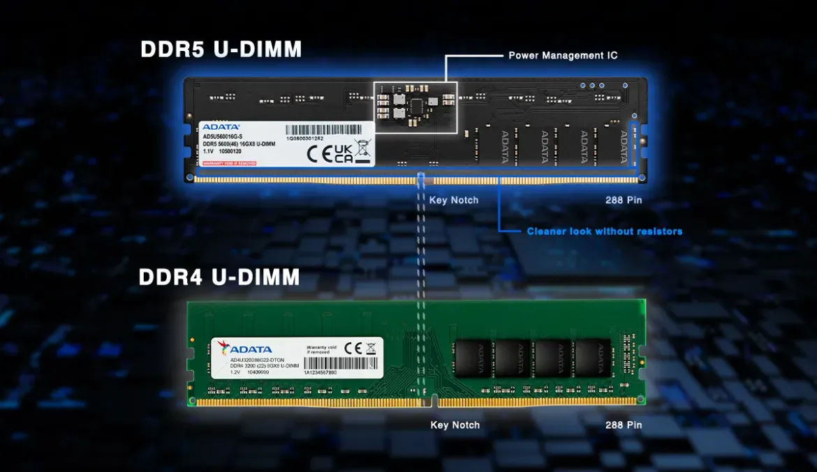 ADATA DDR5 8GB (1 X 8GB) 5600MHz CL46 RAM U-DIMM Memory Module overview 4