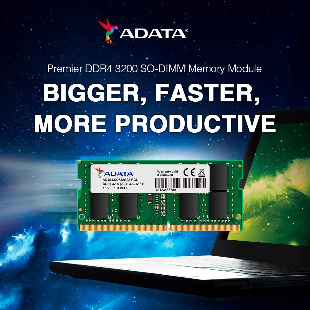 ADATA Premier 32GB 3200MHz SO-DIMM DDR4 Laptop Memory overview 1