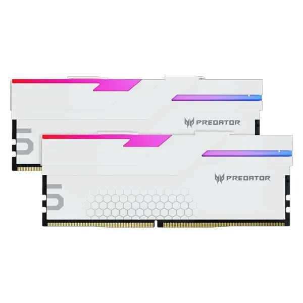 Acer Predator Hermes RGB 48GB (24GBx2) 8400Mhz DDR5 Memory (White)