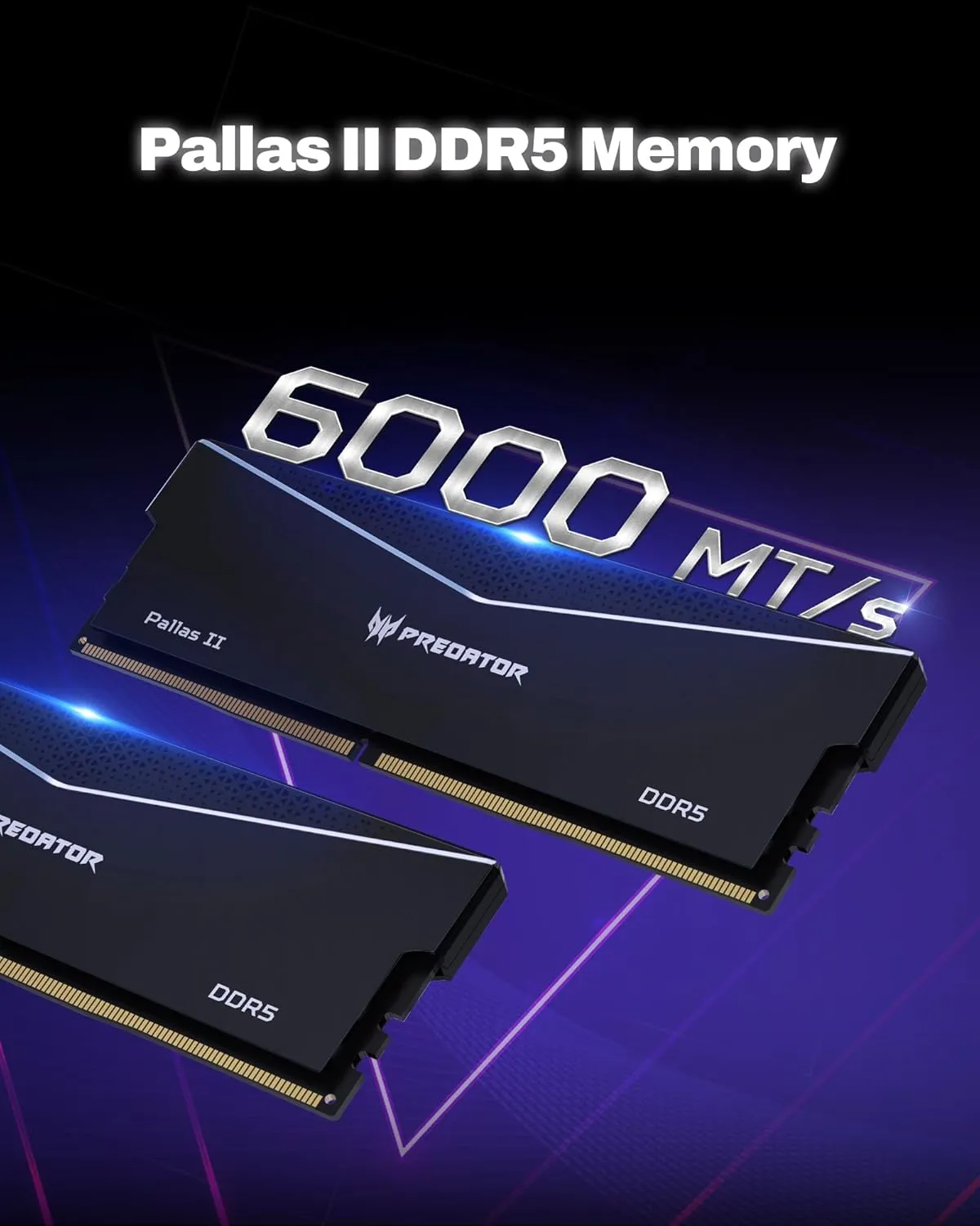 Acer Predator Pallas II DDR5 32GB (16GBx2) 6000MHz CL36 RAM (Black) overview 1