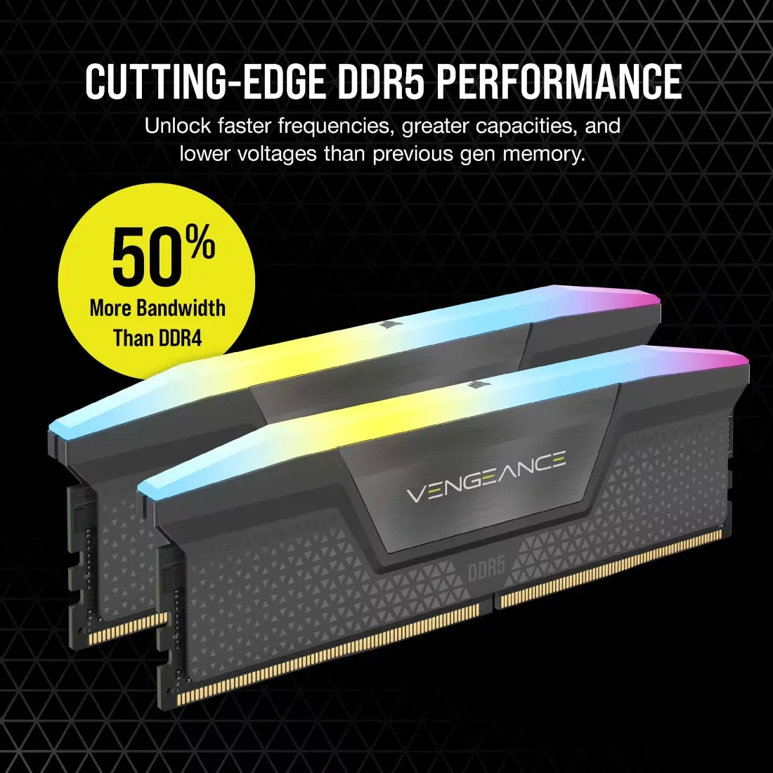 CORSAIR Vengeance RGB DDR5 32GB (1x32GB) 5200MHz RAM (Gray) overview 2