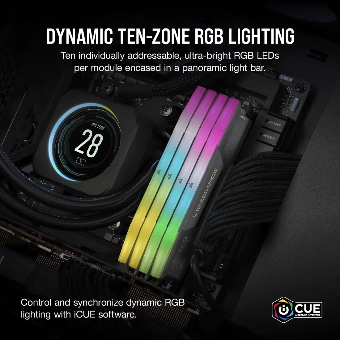 CORSAIR Vengeance RGB DDR5 32GB (1x32GB) 5200MHz RAM (Gray) overview 3