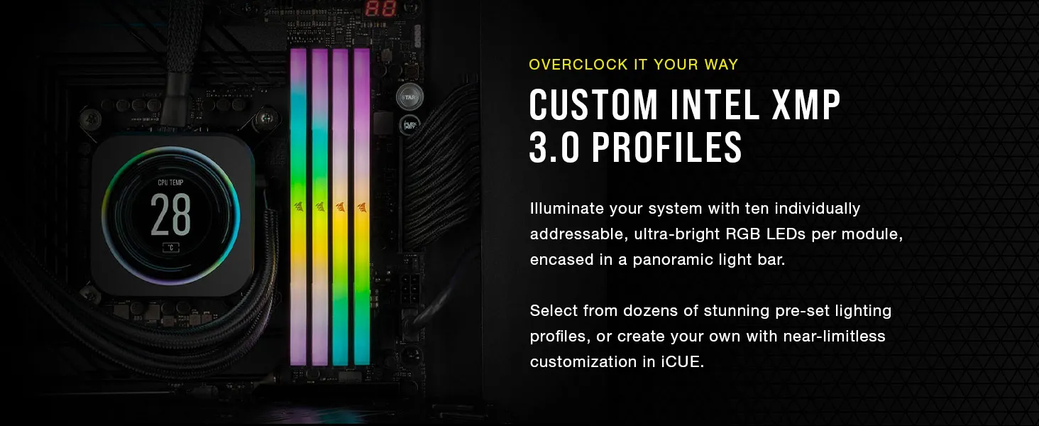 CORSAIR Vengeance RGB DDR5 RAM 128GB 6400MHz CL42-52-52-104 Intel XMP 3.0 Desktop Computer Memory – Black overview 3