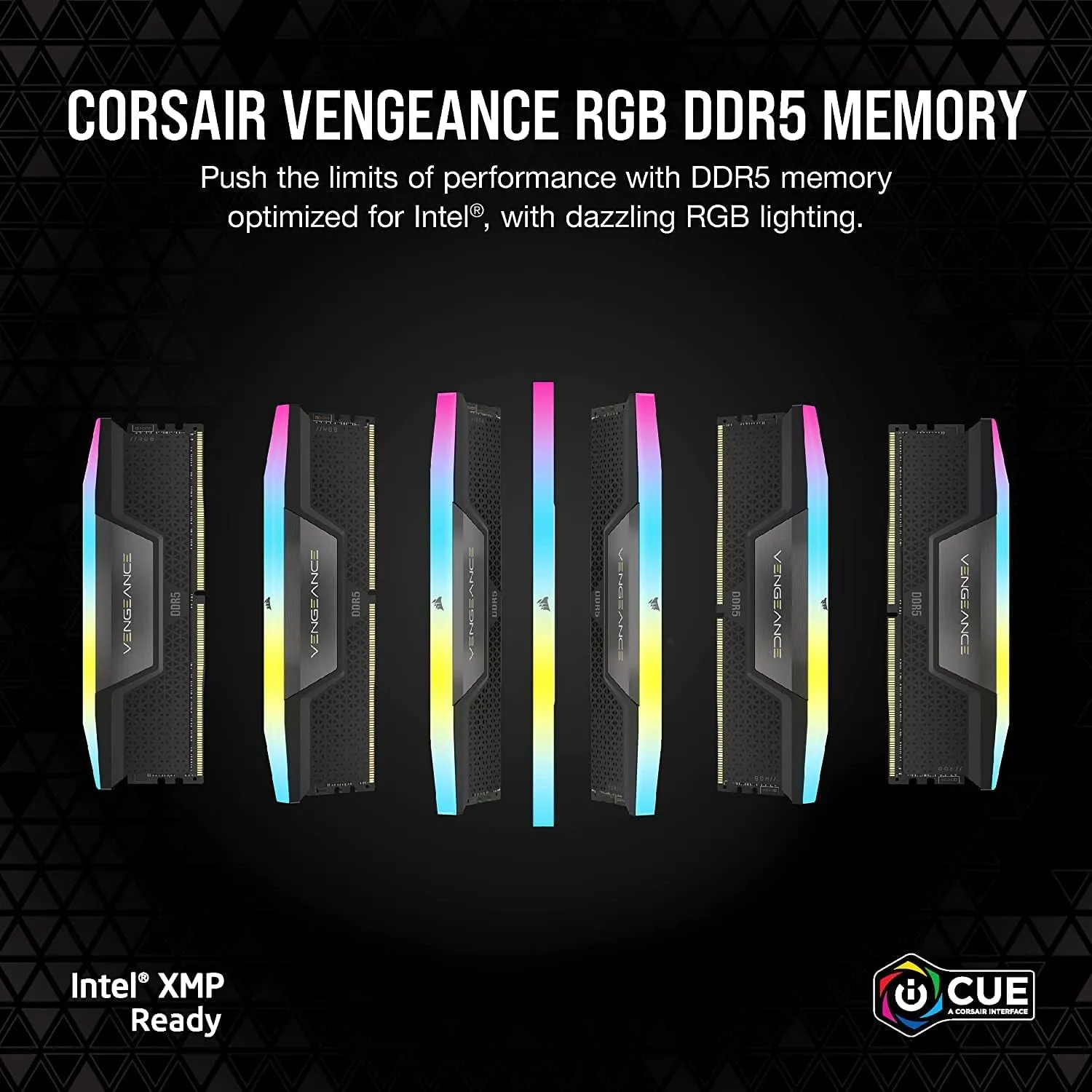 Corsair VENGEANCE RGB 64GB (2x32GB) DDR5 DRAM 6000MHz CL30 RAM Kit (Black) overview 1