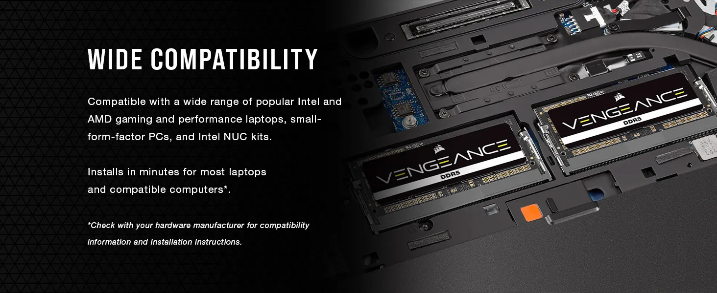 Corsair Vengeance DDR5 16GB (16GBx1) 4800MHz CL40 SODIMM Laptop Ram overview 1
