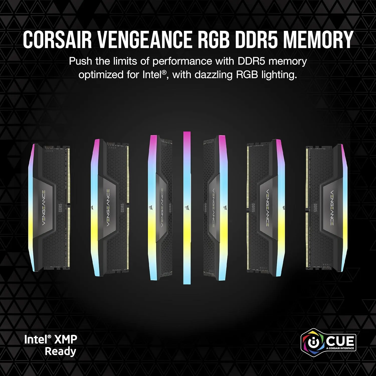 Corsair Vengeance RGB 16GB DDR5 5200MHz C40 Memory Kit - Black overview 1