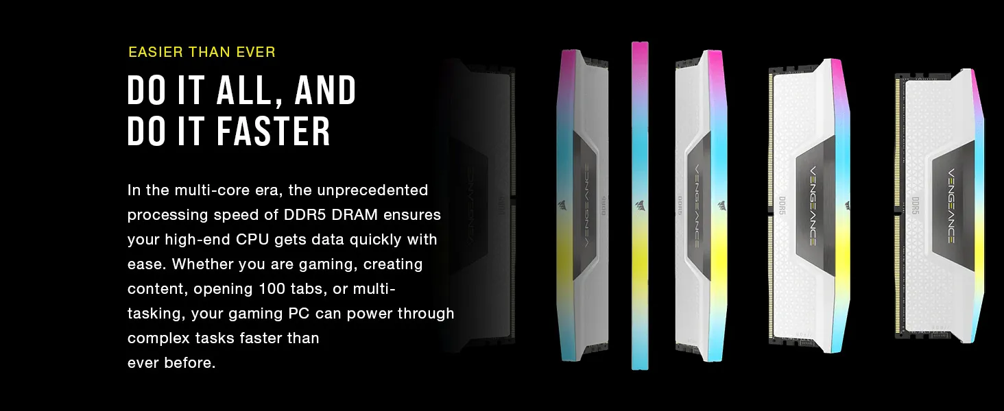 Corsair Vengeance RGB 64GB (32GBx2) DDR5 5200MHz CL40 Desktop RAM overview 1