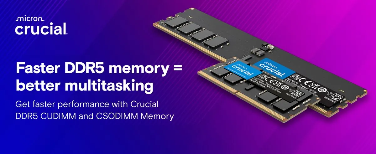 Crucial 128GB (2 x 64GB) DDR5 6400 MHz CUDIMM Memory Kit overview 1