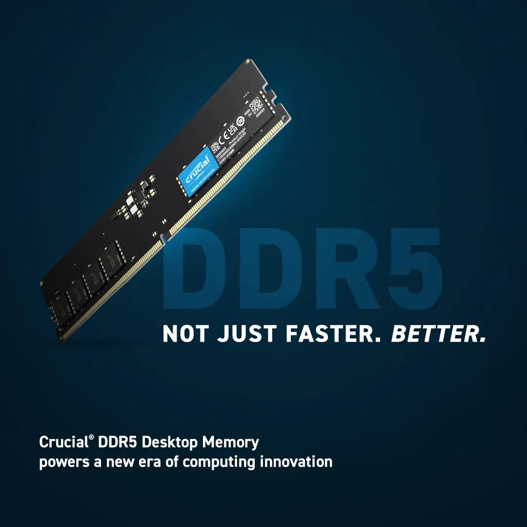 Crucial 16GB (16GBx1) DDR5 5600MHz CL46 Desktop RAM overview 1