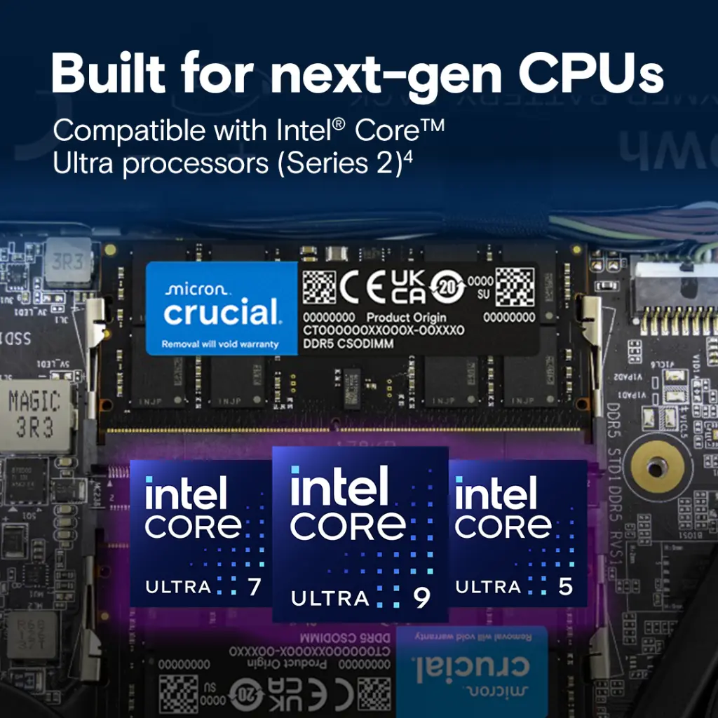 Crucial 32GB DDR5 RAM 6400MHz CL52 262-Pin CSODIMM Laptop Memory (CT32G64C52CS5) overview 2