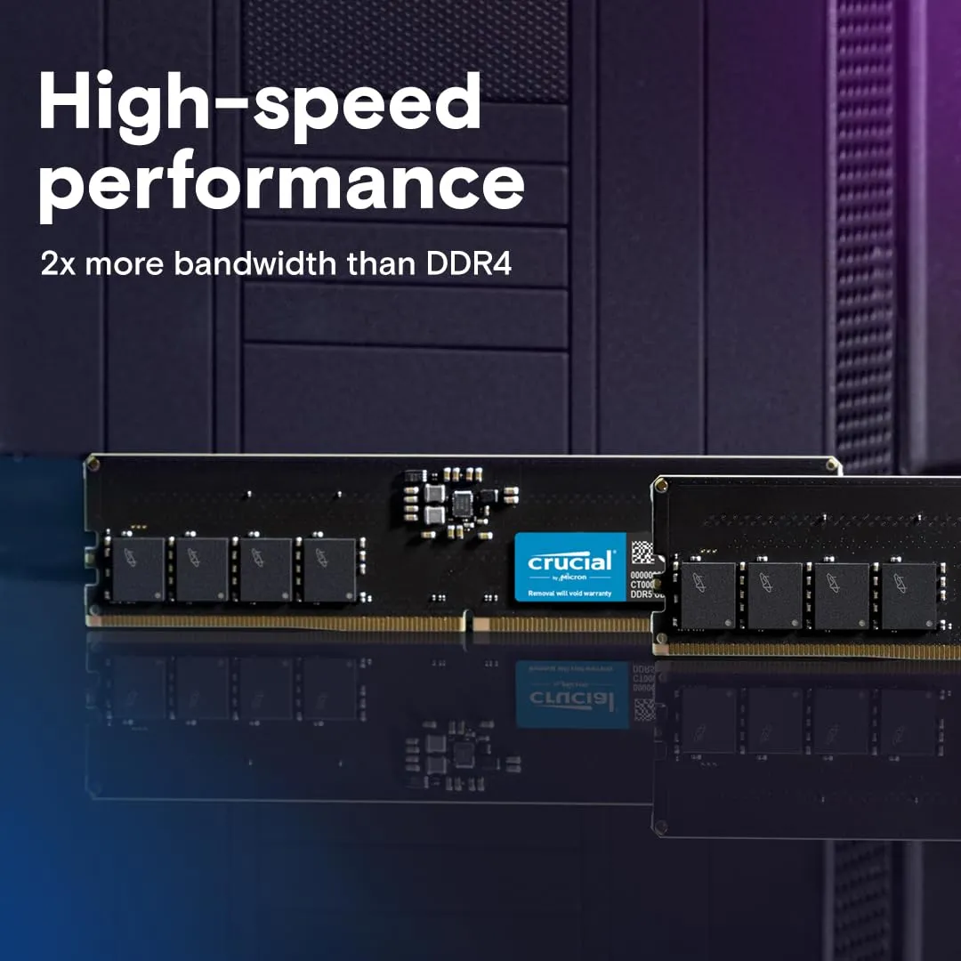 Crucial 64GB DDR5 5600 MHz UDIMM Memory (CT64G56C46U5) overview 1