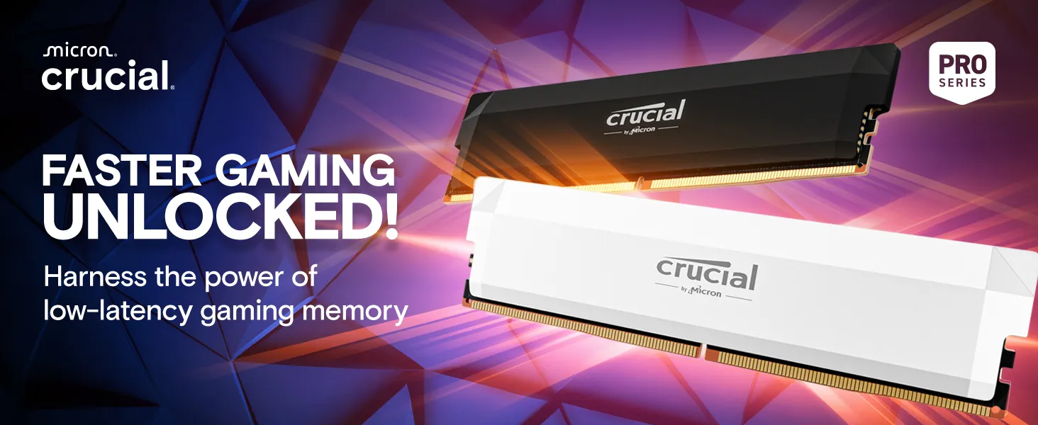 Crucial Pro 64GB 2x32GB DDR5 6400 MHz UDIMM Memory Kit (Black) overview 1