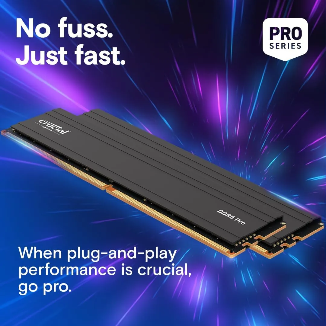 Crucial Pro Overclocking 16GB (1 X 16GB) DDR5 6000Mhz CL36 Ram UDIMM Gaming Memory (Black) overview 1