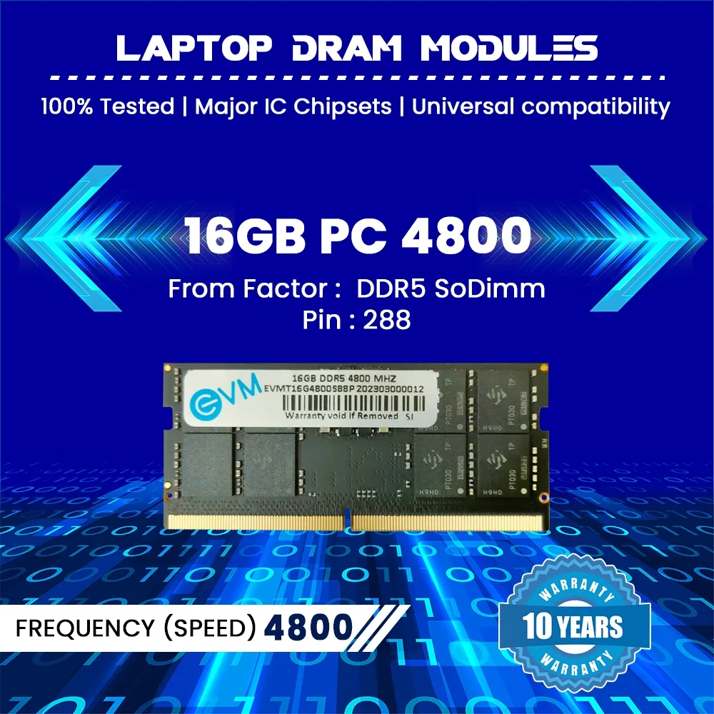 EVM 16GB DDR5 4800MHz Sodimm CL19 Laptop Ram overview 1