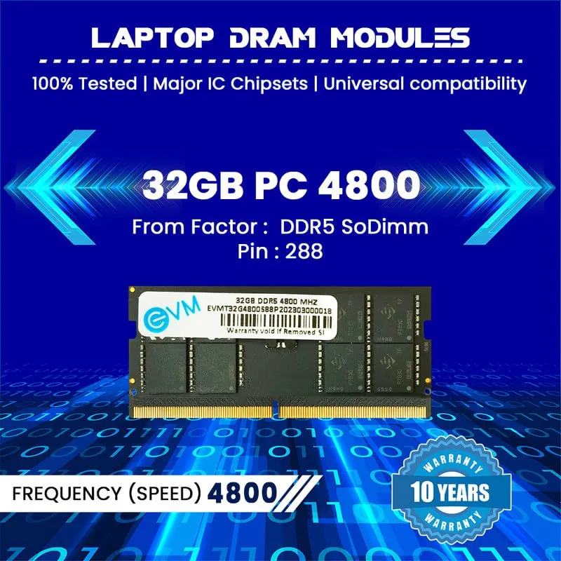 EVM 32GB (1 X 32GB) DDR5 4800MHz SoDimm Laptop RAM overview 1