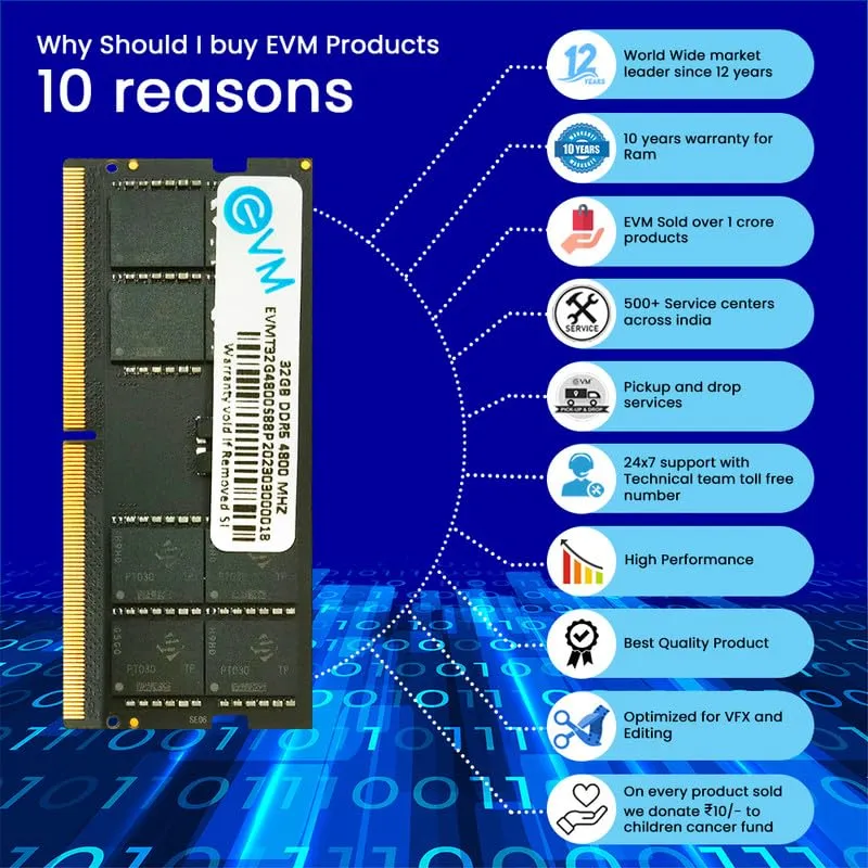 EVM 32GB (1 X 32GB) DDR5 4800MHz SoDimm Laptop RAM overview 6