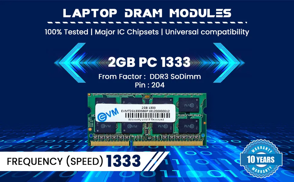 EVM Laptop 2GB DDR3 RAM 1333MHz overview 1