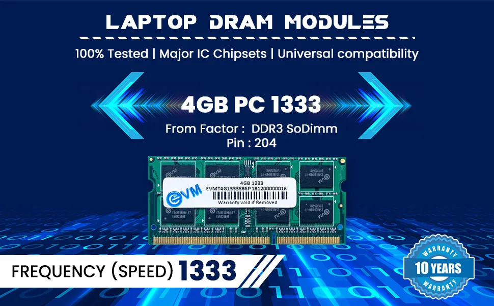 EVM Laptop 4GB DDR3 RAM 1333MHz overview 1
