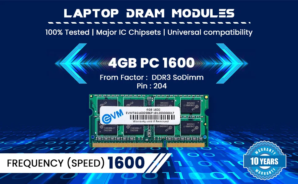 EVM Laptop 4GB DDR3 RAM 1600MHz overview 1