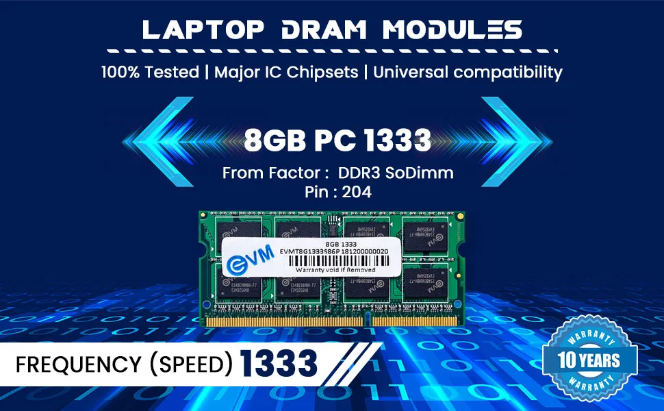EVM Laptop 8GB DDR3 RAM 1333MHz overview 1