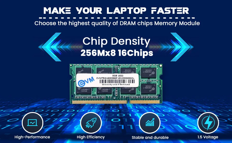 EVM Laptop 8GB DDR3 RAM 1600MHz overview 1