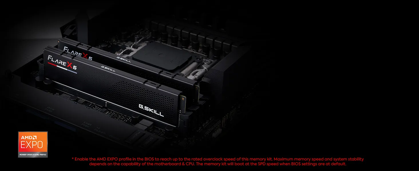 G.SKILL Flare X5 DDR5 RAM 128GB (2X 64GB) 6000MT/s CL34-44-44-96 Matte Black overview 4