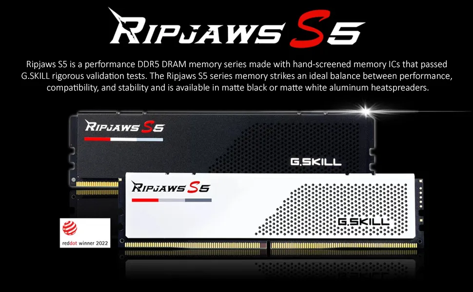 G.Skill Ripjaws S5 16GB (16GBx1) 5200Mhz DDR5 CL40 Desktop Memory overview 3