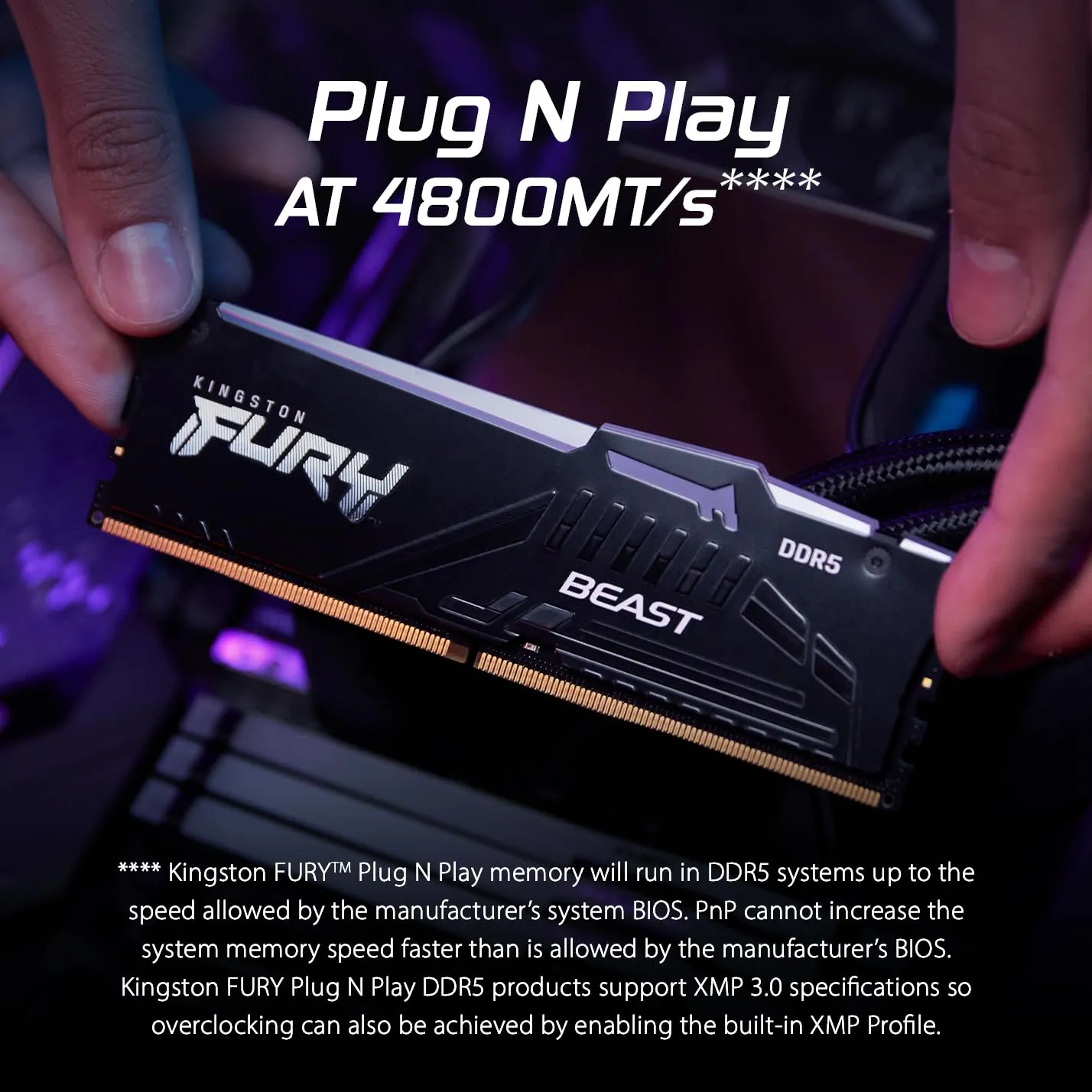 Kingston Fury Beast RGB 32GB (2x16GB) 6000MHz DDR5 CL30 Desktop RAM Black overview 2