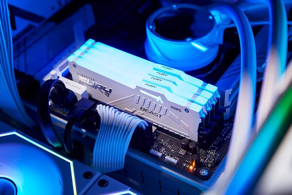 Kingston Fury Beast RGB 32GB (2x16GB) 6000MHz DDR5 CL30 RAM - White overview 1