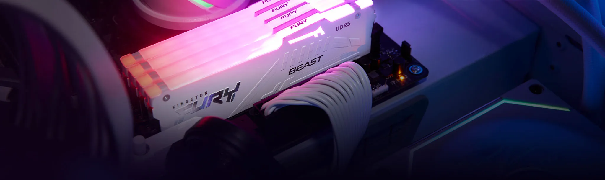 Kingston Fury Beast RGB 32GB 6000MHz CL36 DDR5 RAM - (WHITE) overview 1