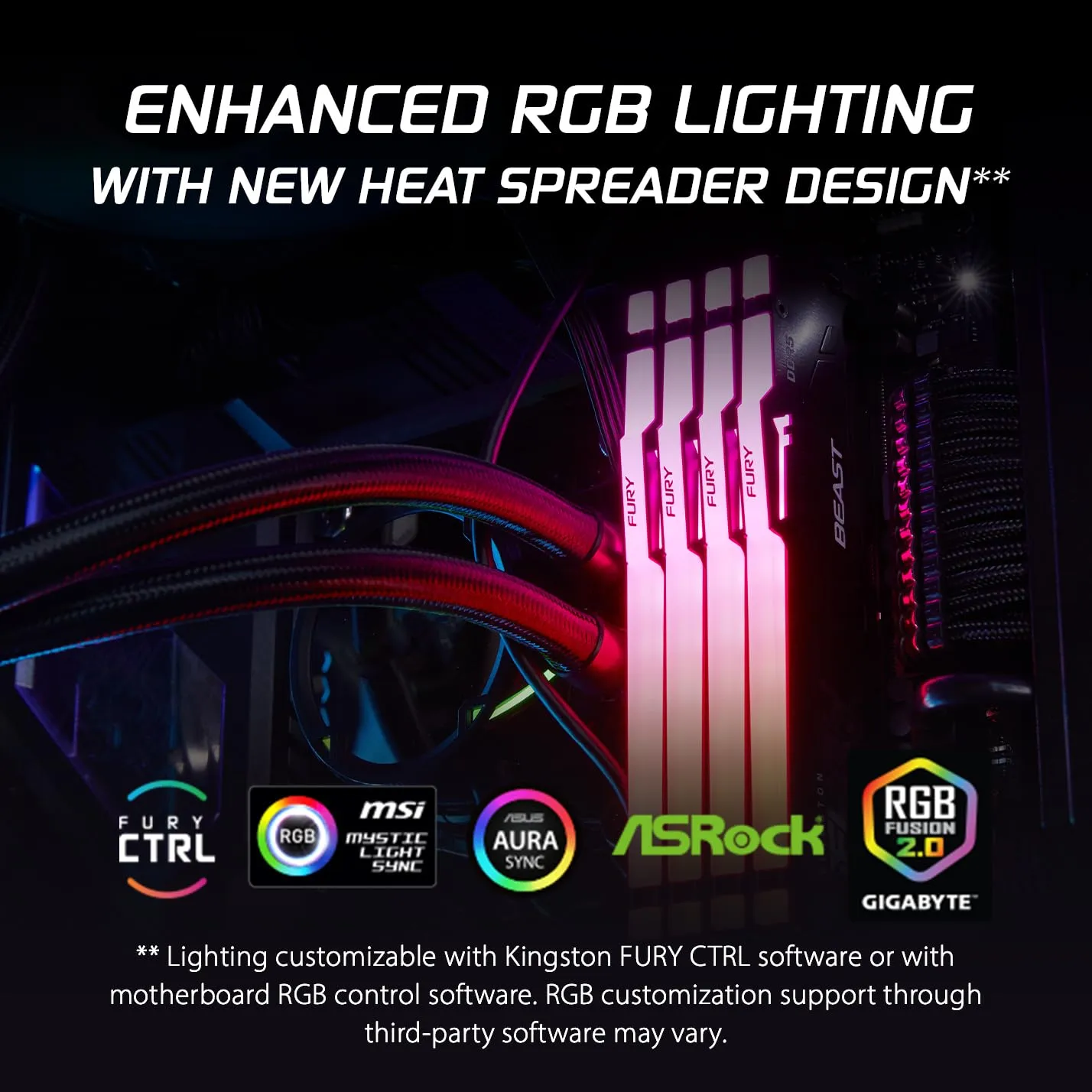 Kingston Fury Beast RGB EXPO 64GB(32GB x2) DDR5 6000MHz CL30 Desktop RAM (Black) overview 2