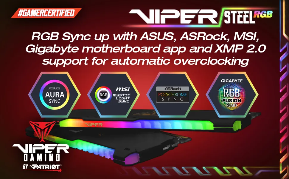 Patriot Viper Steel RGB Series 16GB (2 x 8GB) DDR4 4400 MHz CL18 UDIMM Desktop Ram overview 6