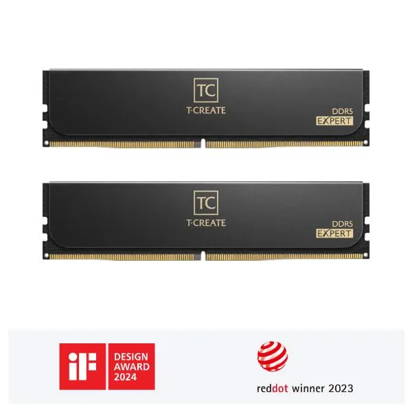 TeamGroup 64GB T-Create Expert DDR5 6400 MHz CL34 UDIMM Memory Kit (2 x 32GB, Black)