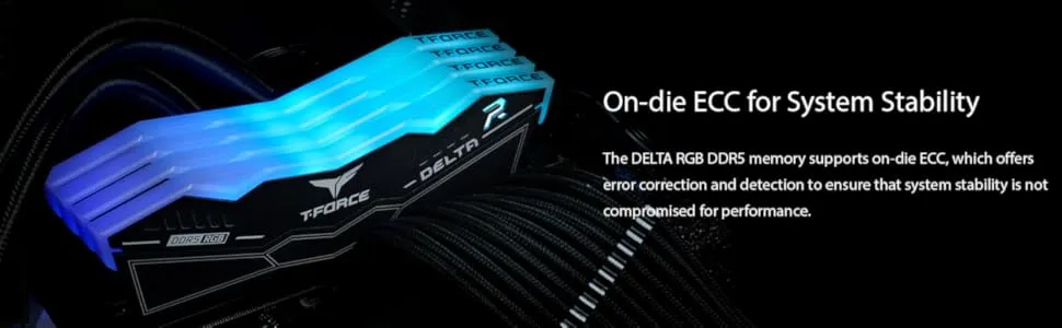 TeamGroup T-Force Delta RGB 16GB (16GBx1) DDR5 5200MHz CL40 Desktop RAM (Black) overview 3