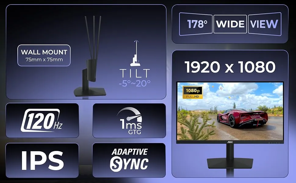 AOC 22B15H2 21.45” Full HD IPS Monitor overview 4