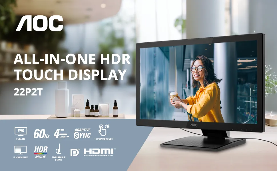 AOC 22P2T 22 Inch Touchscreen Monitor overview 1
