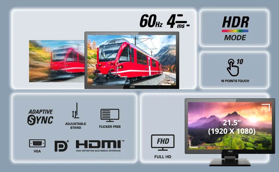 AOC 22P2T 22 Inch Touchscreen Monitor overview 5