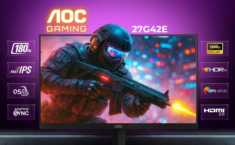 AOC 27G42E 27 inch FHD Fast IPS Gaming Monitor overview 1