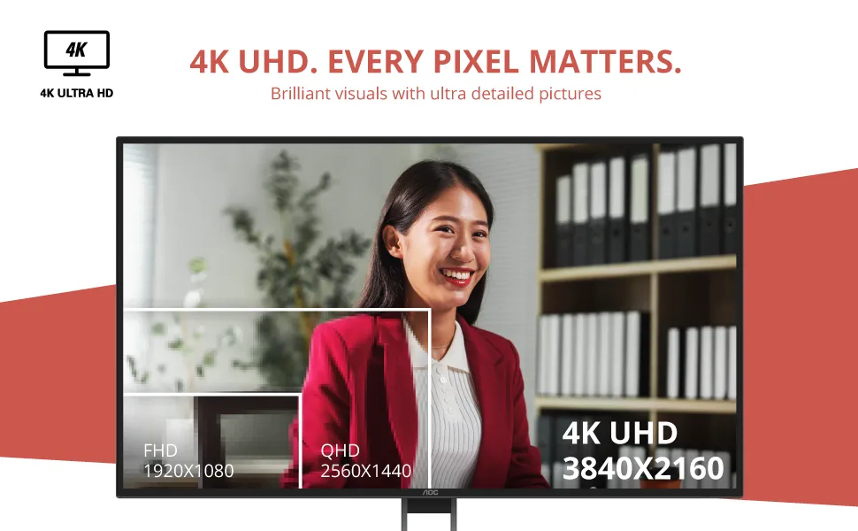 AOC U27U2DP 27" 4K UHD IPS Monitor with USB‑C Docking HDR400 overview 4