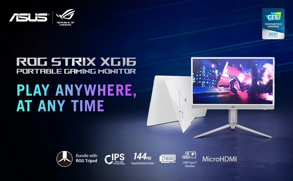 ASUS ROG Strix XG16AHP-W Portable 144Hz Gaming Monitor overview 1