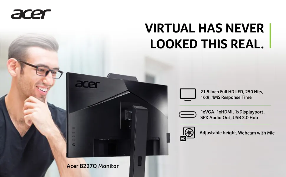 Acer B227Q (54.61 cm) 21.5 Inch IPS Full HD LCD 1920 X 1080 Pixels Monitor overview 1