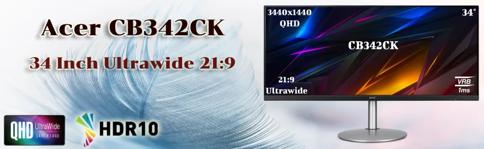 Acer CB342CK 34 Inch (86.36 Cm) IPS Ultrawide (21:9) QHD 3440 X 1440 Pixels LCD Monitor with LED Backlight I AMD Radeon Freesync I HDR Ready, 1MS VRB I 75Hz Refresh | (Silver) overview 1