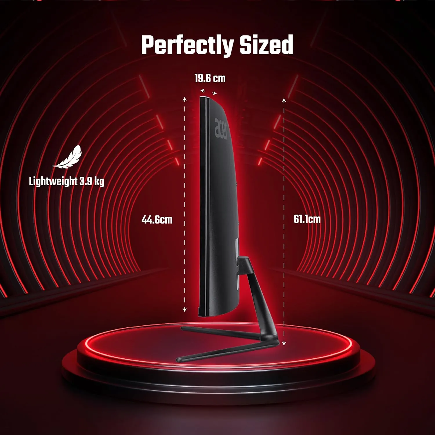 Acer ED270U S3 27 Inch WQHD 2560x1440 1500R Curved Gaming Backlit LED LCD Monitor I 1MS VRB, 180Hz Refresh Rate I AMD FreeSync I 2 x HDMI 1 x Display Port I Stereo speakers I Eye Care I HDR 10 I Black overview 3
