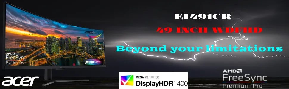 Acer EI491CR S 49 Inch LED 1800R Curved DFHD 3840 X 1080 Pixels VA Monitor overview 1