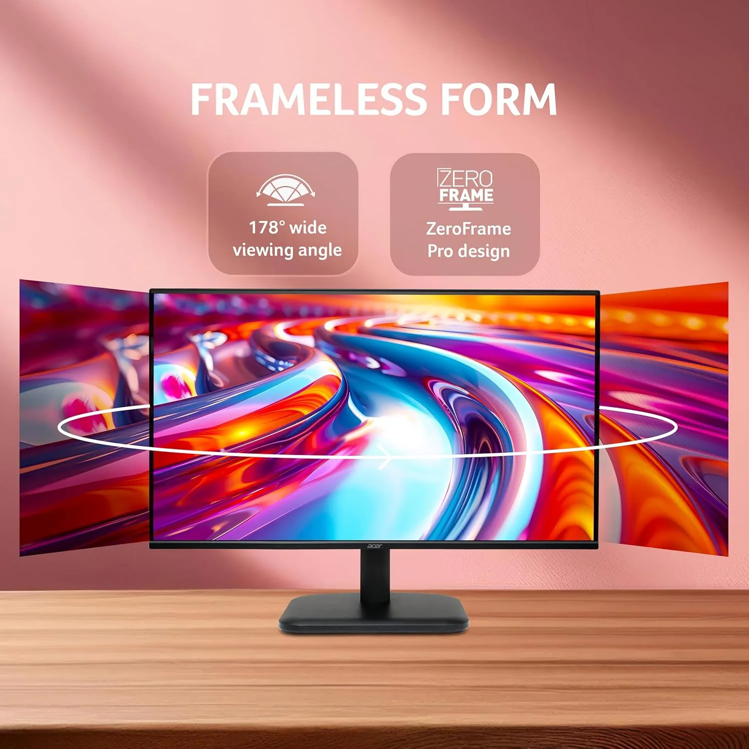 Acer EK251Q P6 24.5 Inch Full HD IPS LED Monitor | 144Hz Refresh Rate | 1ms VRB | AMD FreeSync | ZeroFrame Design | sRGB 99% | Flicker-Less & BlueLightShield | HDMI & VGA | Tilt Adjustable, Black overview 1
