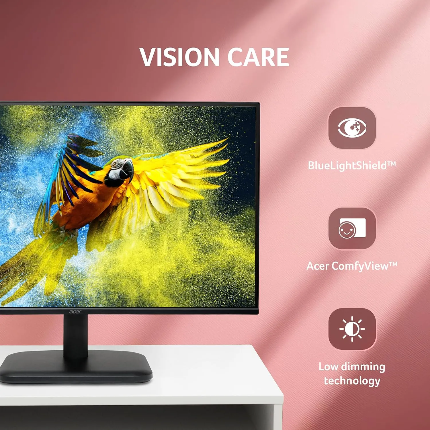Acer EK251Q P6 24.5 Inch Full HD IPS LED Monitor | 144Hz Refresh Rate | 1ms VRB | AMD FreeSync | ZeroFrame Design | sRGB 99% | Flicker-Less & BlueLightShield | HDMI & VGA | Tilt Adjustable, Black overview 2