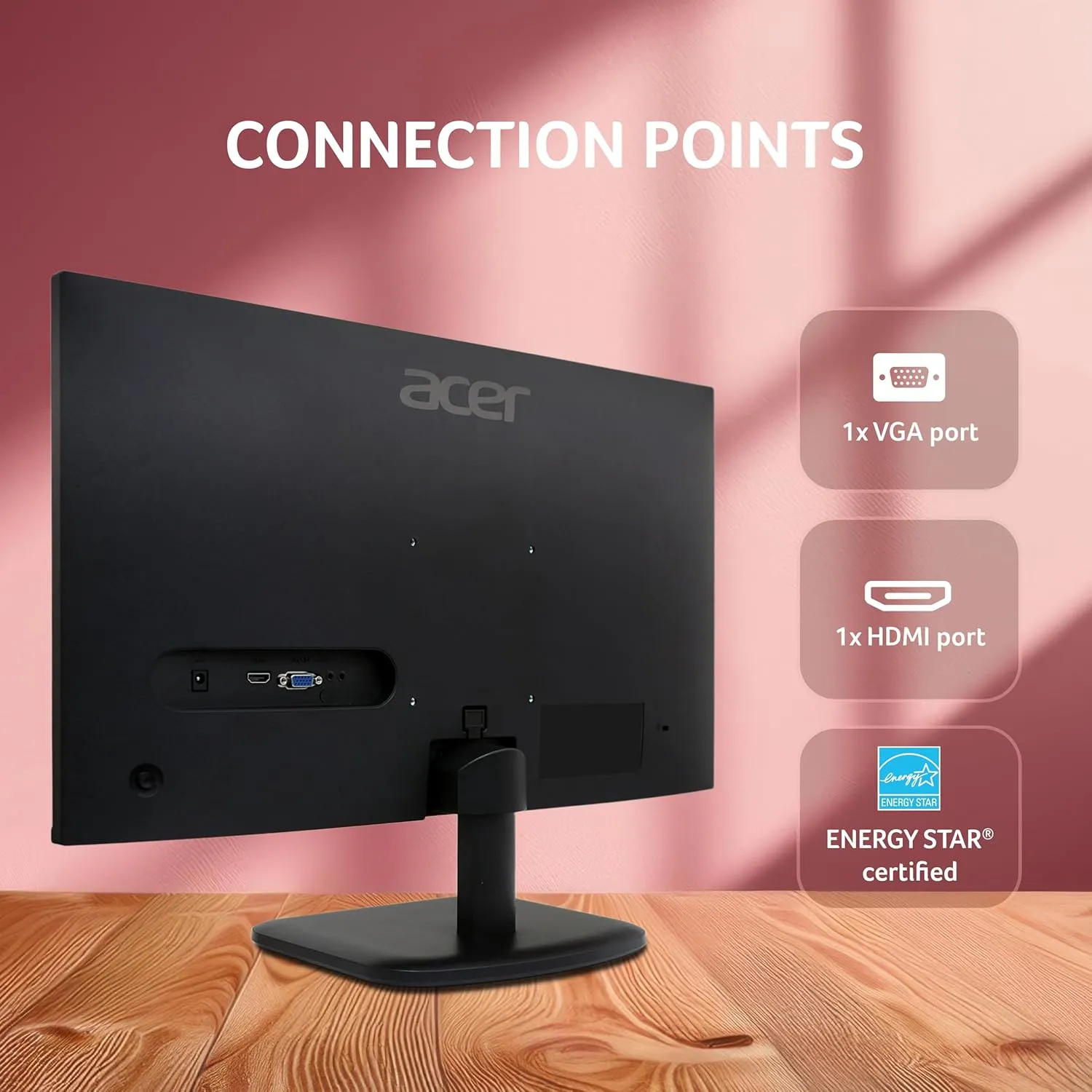 Acer EK251Q P6 24.5 Inch Full HD IPS LED Monitor | 144Hz Refresh Rate | 1ms VRB | AMD FreeSync | ZeroFrame Design | sRGB 99% | Flicker-Less & BlueLightShield | HDMI & VGA | Tilt Adjustable, Black overview 3