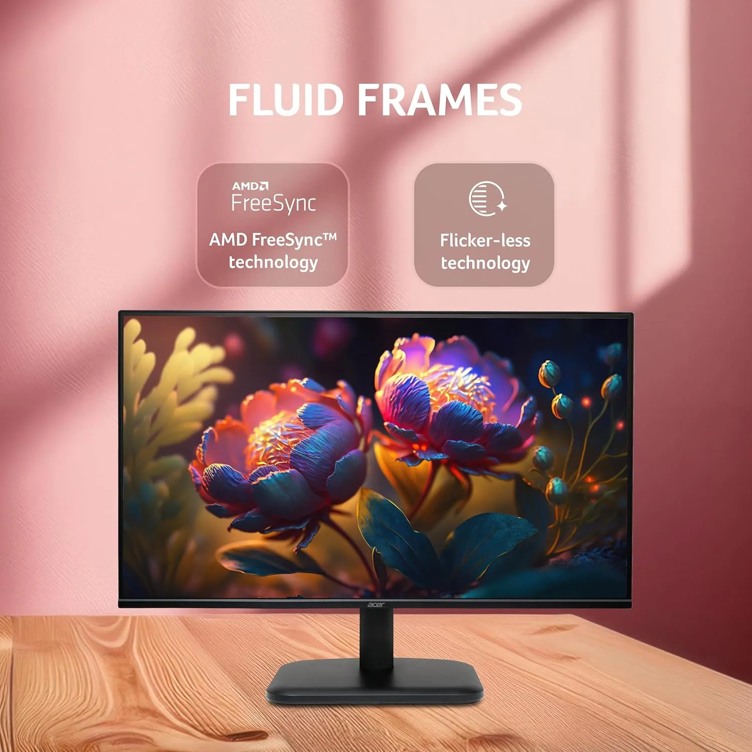 Acer EK251Q P6 24.5 Inch Full HD IPS LED Monitor | 144Hz Refresh Rate | 1ms VRB | AMD FreeSync | ZeroFrame Design | sRGB 99% | Flicker-Less & BlueLightShield | HDMI & VGA | Tilt Adjustable, Black overview 4