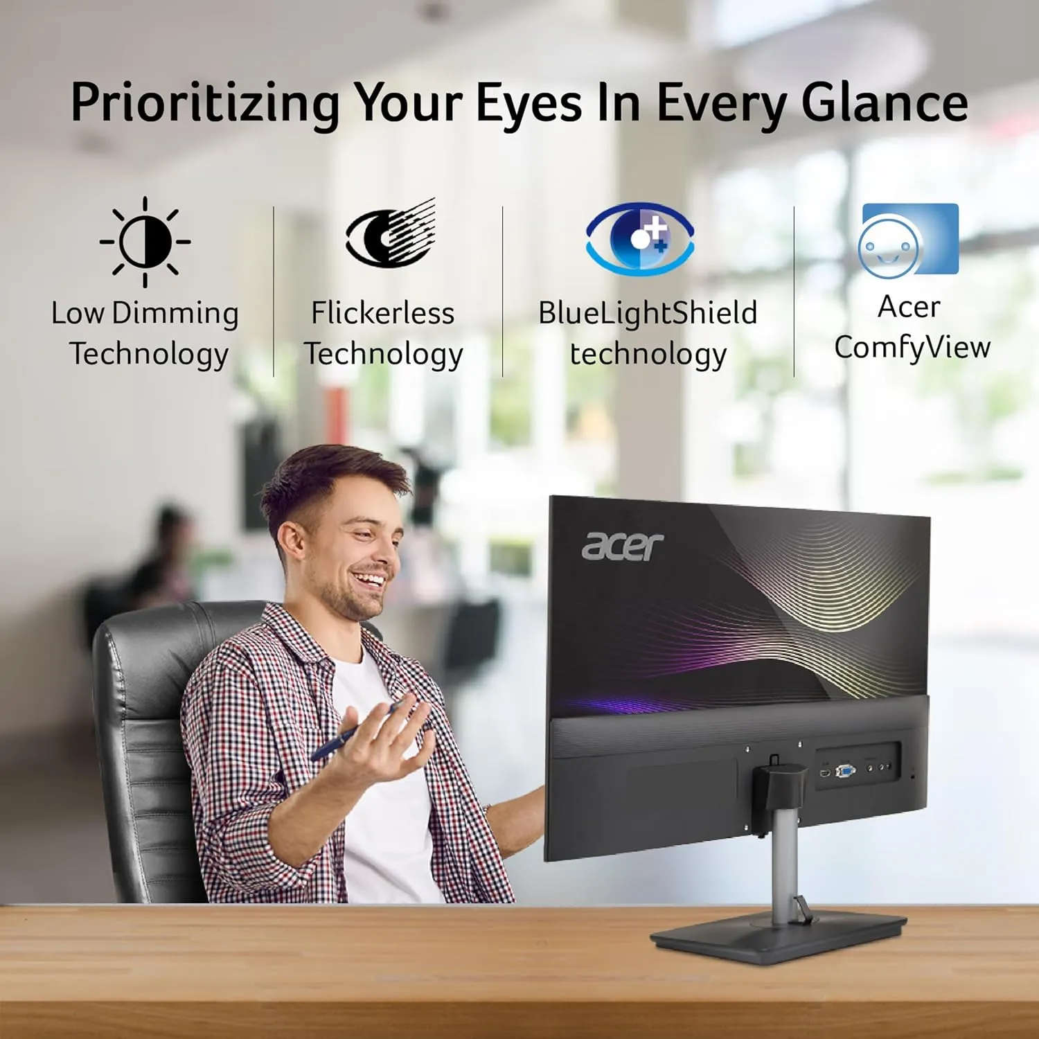 Acer RS272 27 Inch Full HD IPS Ultra-Thin (6.9mm) Backlit LED Monitor I Color Patterned Back Mood Light I Dual Glass Design, Sleek Metal Frame I 1 MS, 100Hz I 1xHDMI 1xVGA I Speakers I Eye Care overview 3